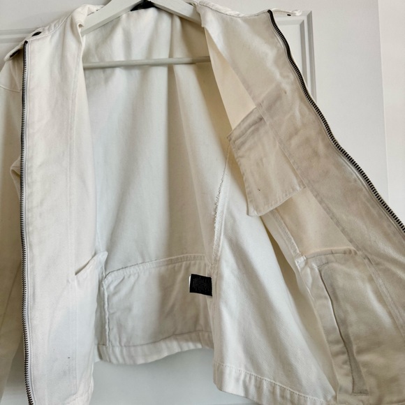 Lauren Ralph Lauren 100% Cotton White Moto Cafe Racer Jacket - Size M - Picture 6 of 10